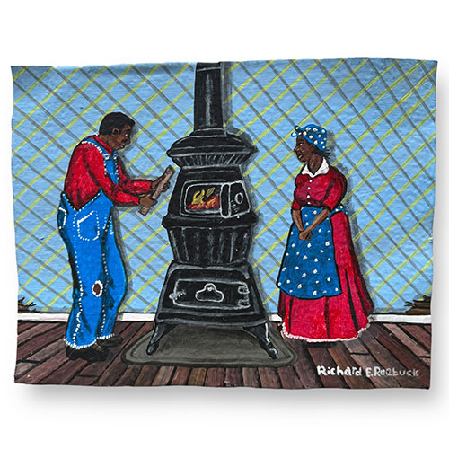 Richard E Roebuck 10x8 Couple and Stove WP4335 - Christopher Park Gallery