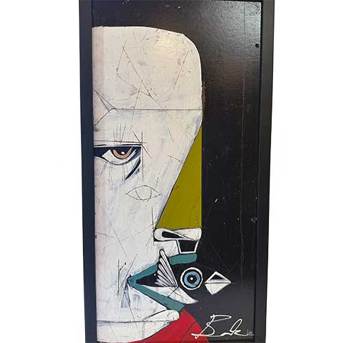 Michael Banks 12.5x25 Framed Man with Bird in Mouth WP2484