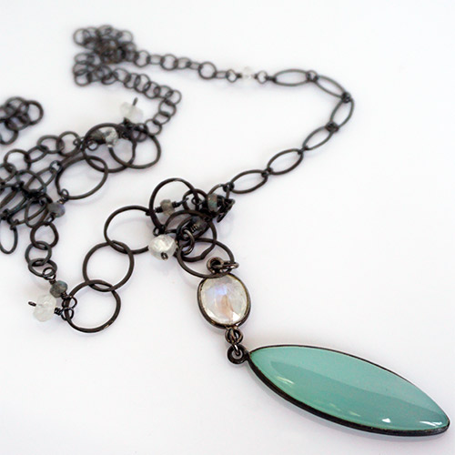 Calliope Necklace Chalcedony with Quartz JN2461