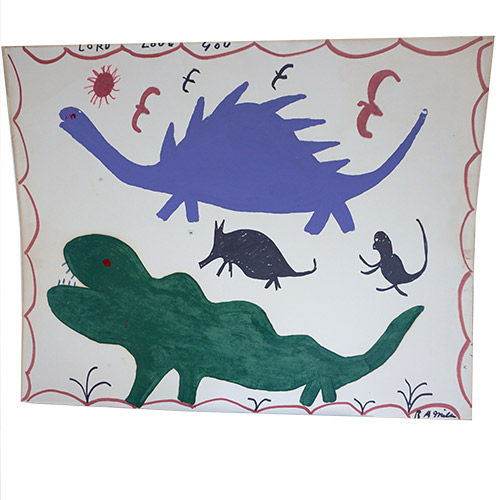 RA Miller Dinosaurs in Markers on Paper 22" x 28" OP347 SOLD